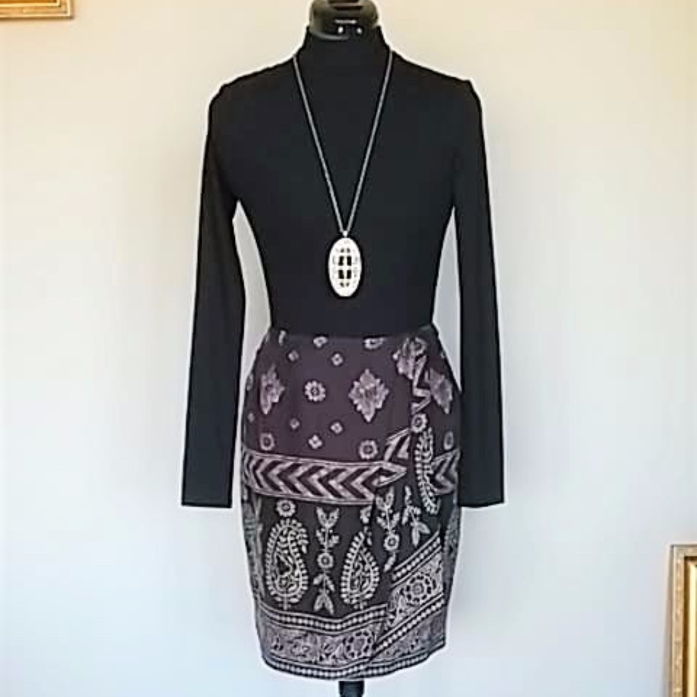 Anne Klein II silk faux wrap skirt